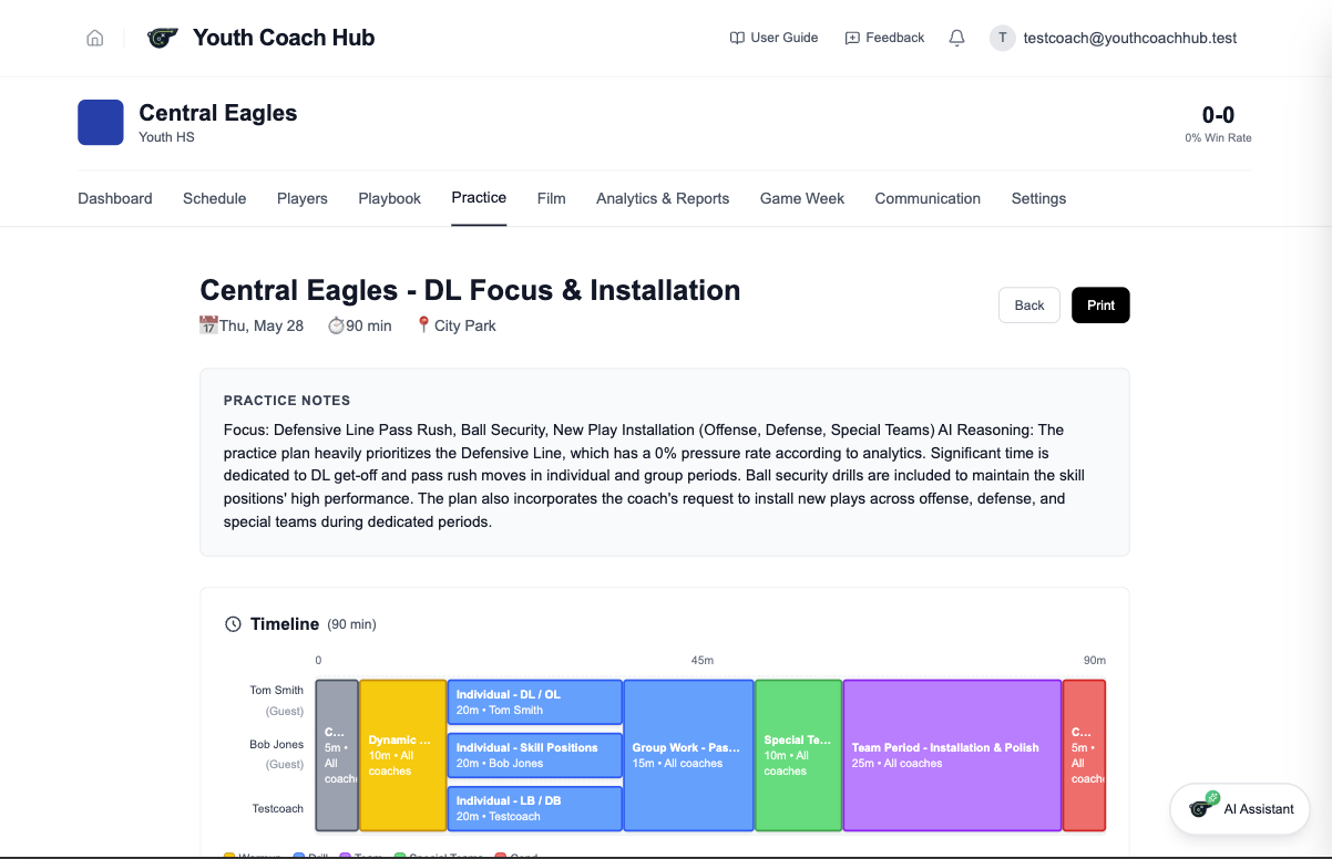 Plan practice in minutes, not hours